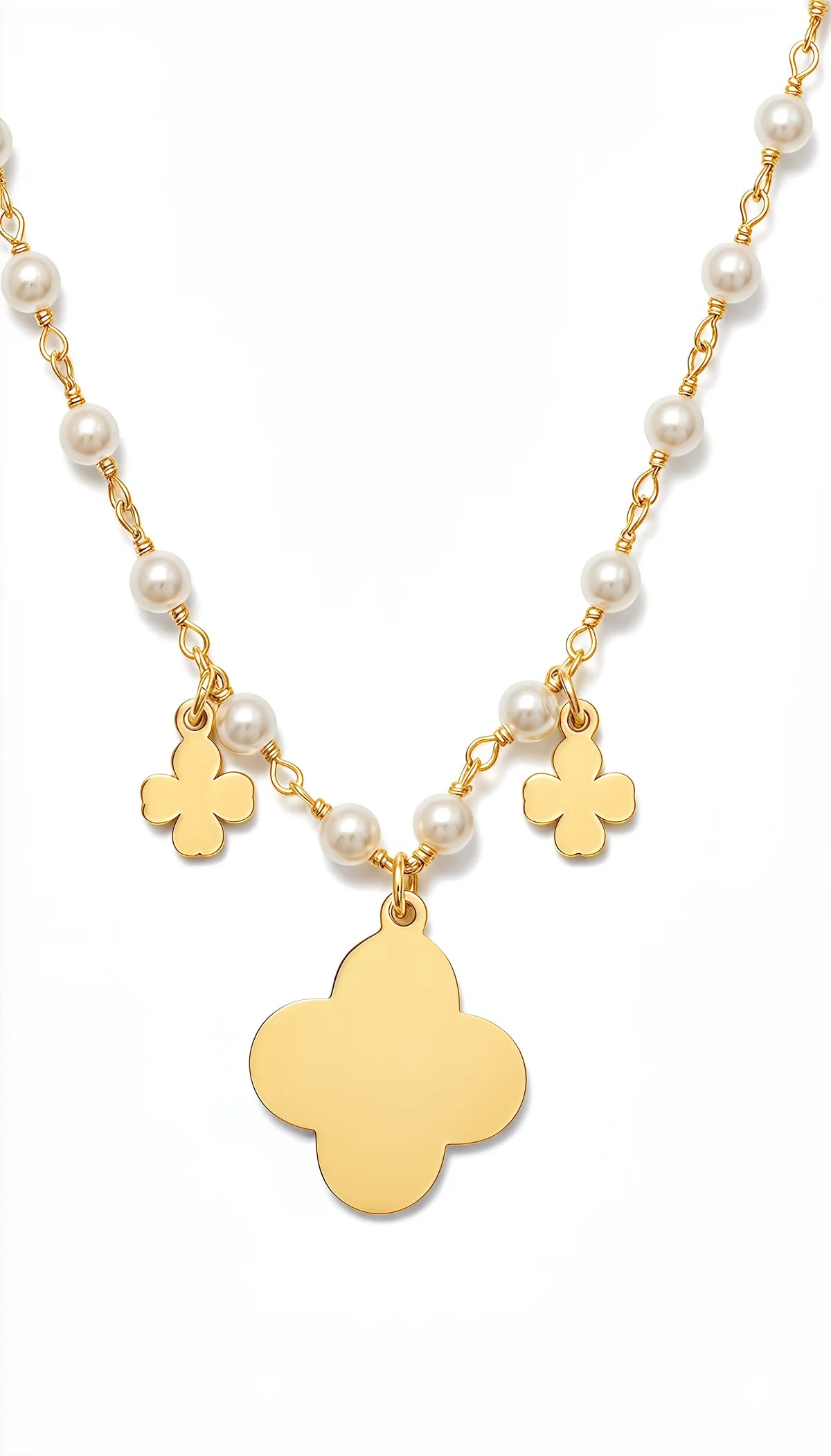 Collana Dvccio Quadrifoglio con perle