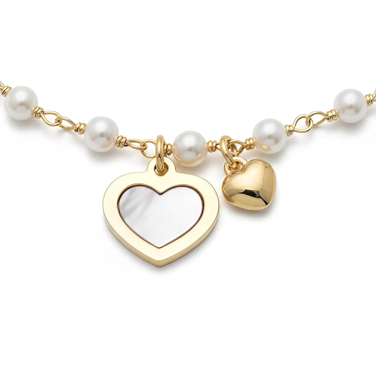 Bracciale Dvccio a 2 fili con perle e cuore