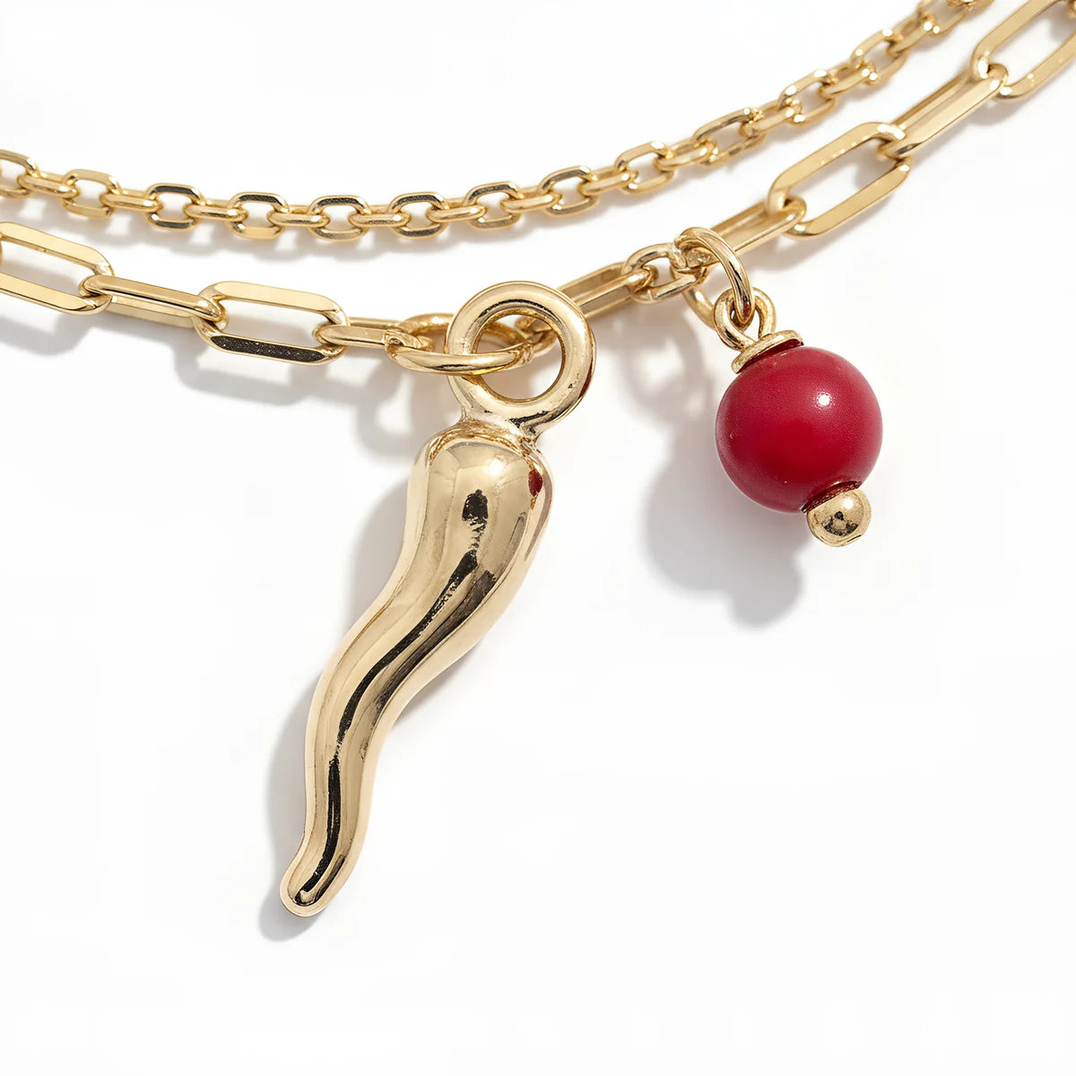 Bracciale Dvccio Doppia catena con cornetto