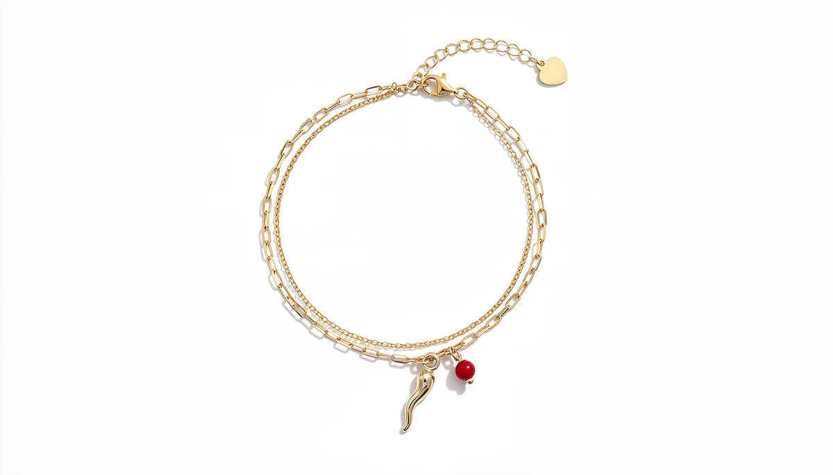 Bracciale Dvccio Doppia catena con cornetto