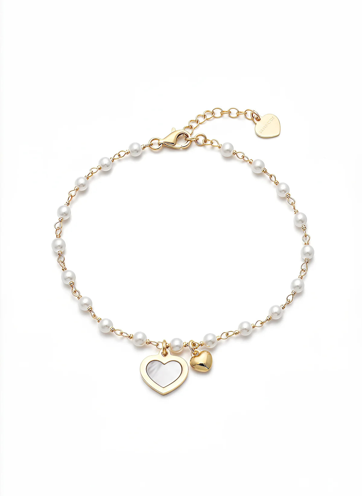 Bracciale Dvccio a 2 fili con perle e cuore