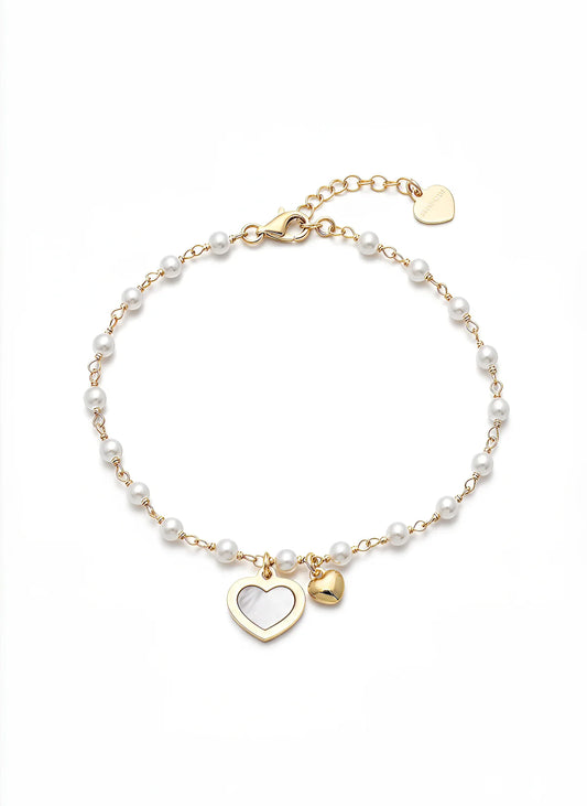 Bracciale Dvccio a 2 fili con perle e cuore